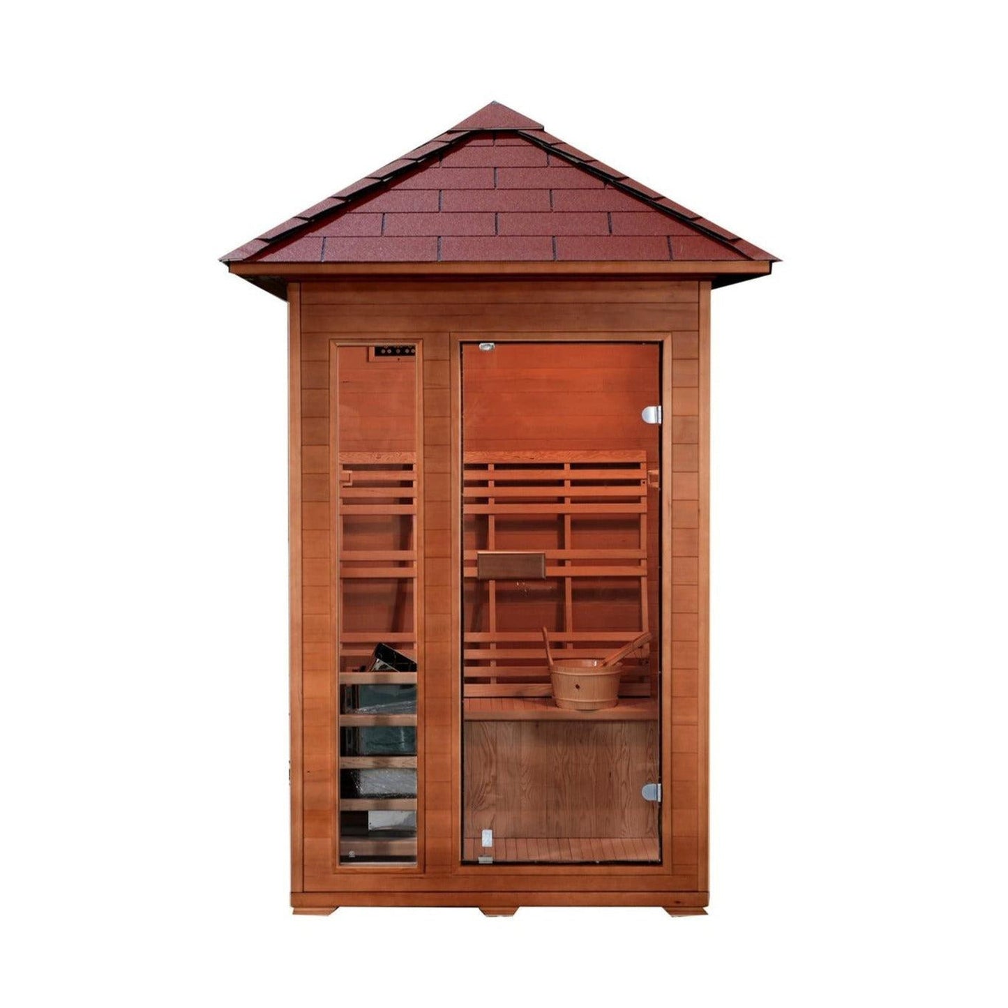 Sunray Bristow 2-Person Canadian Hemlock Wood Outdoor Traditional Sauna With Electric Harvia Heater