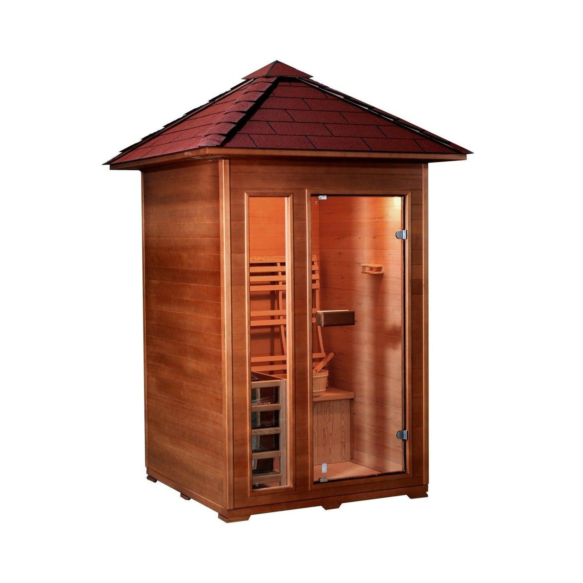 Sunray Bristow 2-Person Canadian Hemlock Wood Outdoor Traditional Sauna With Electric Harvia Heater