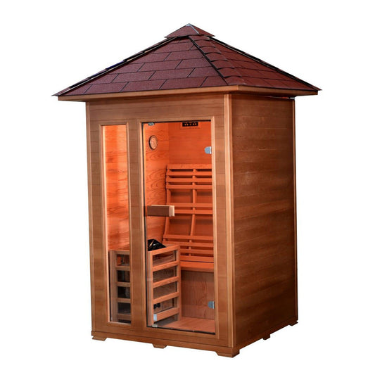 Sunray Bristow 2-Person Canadian Hemlock Wood Outdoor Traditional Sauna With Electric Harvia Heater