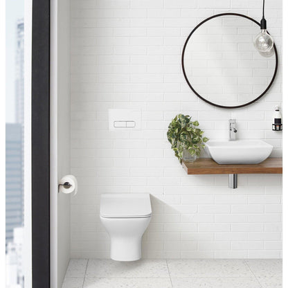 Swiss Madison 10" Glossy White Wall-Mounted Actuator Flush Push Button Plate With Dual Flush System and Rectangle Buttons