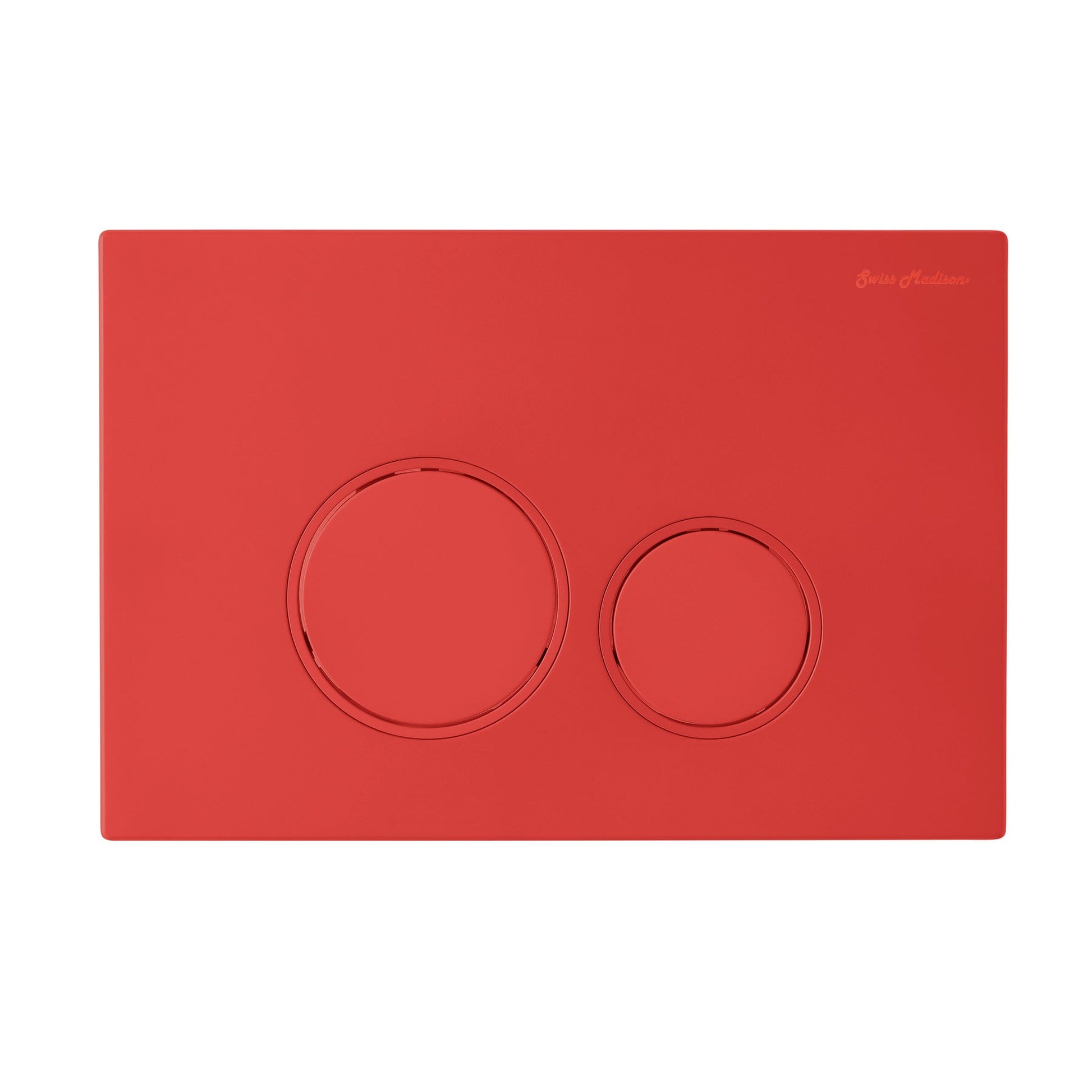 Swiss Madison 10" Matte Red Wall-Mounted Actuator Flush Push Button Plate With Dual Flush System and Round Buttons