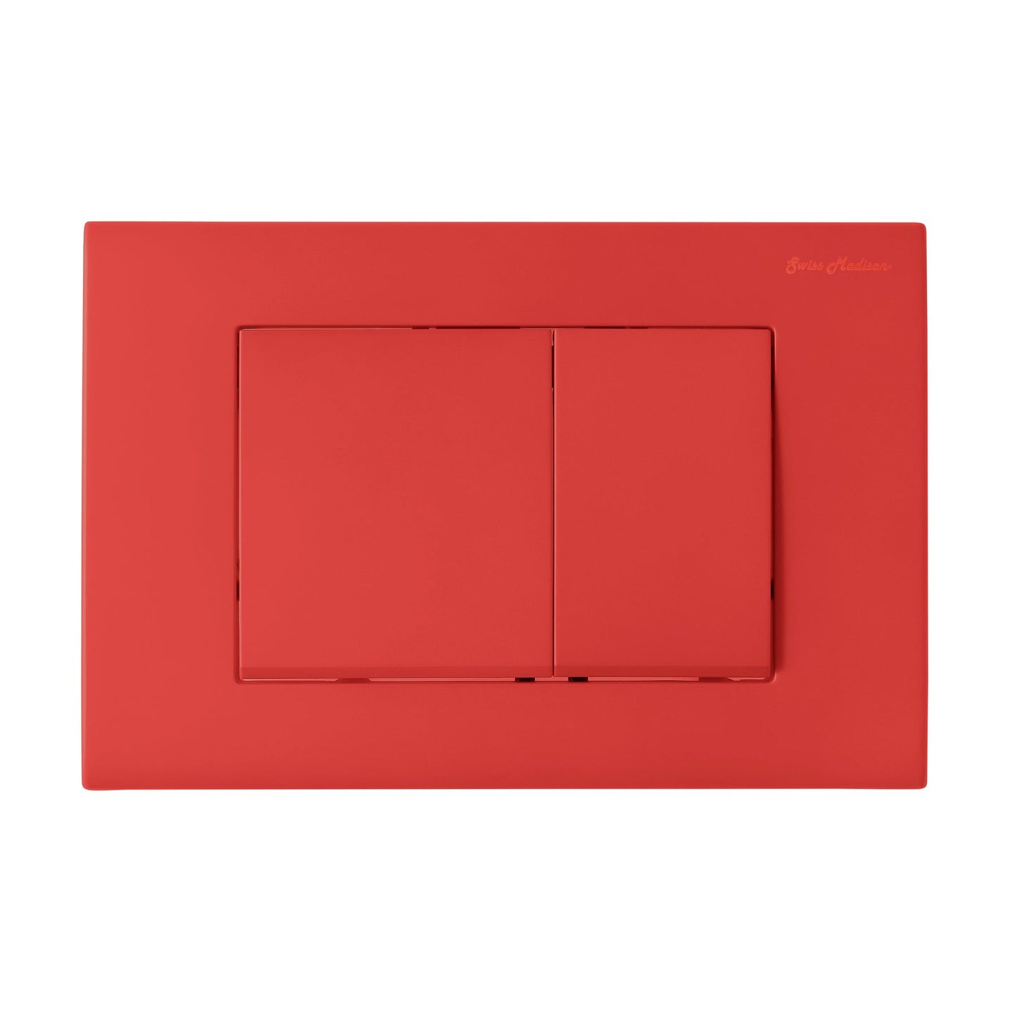 Swiss Madison 10" Matte Red Wall-Mounted Actuator Flush Push Button Plate With Dual Flush System and Square Buttons