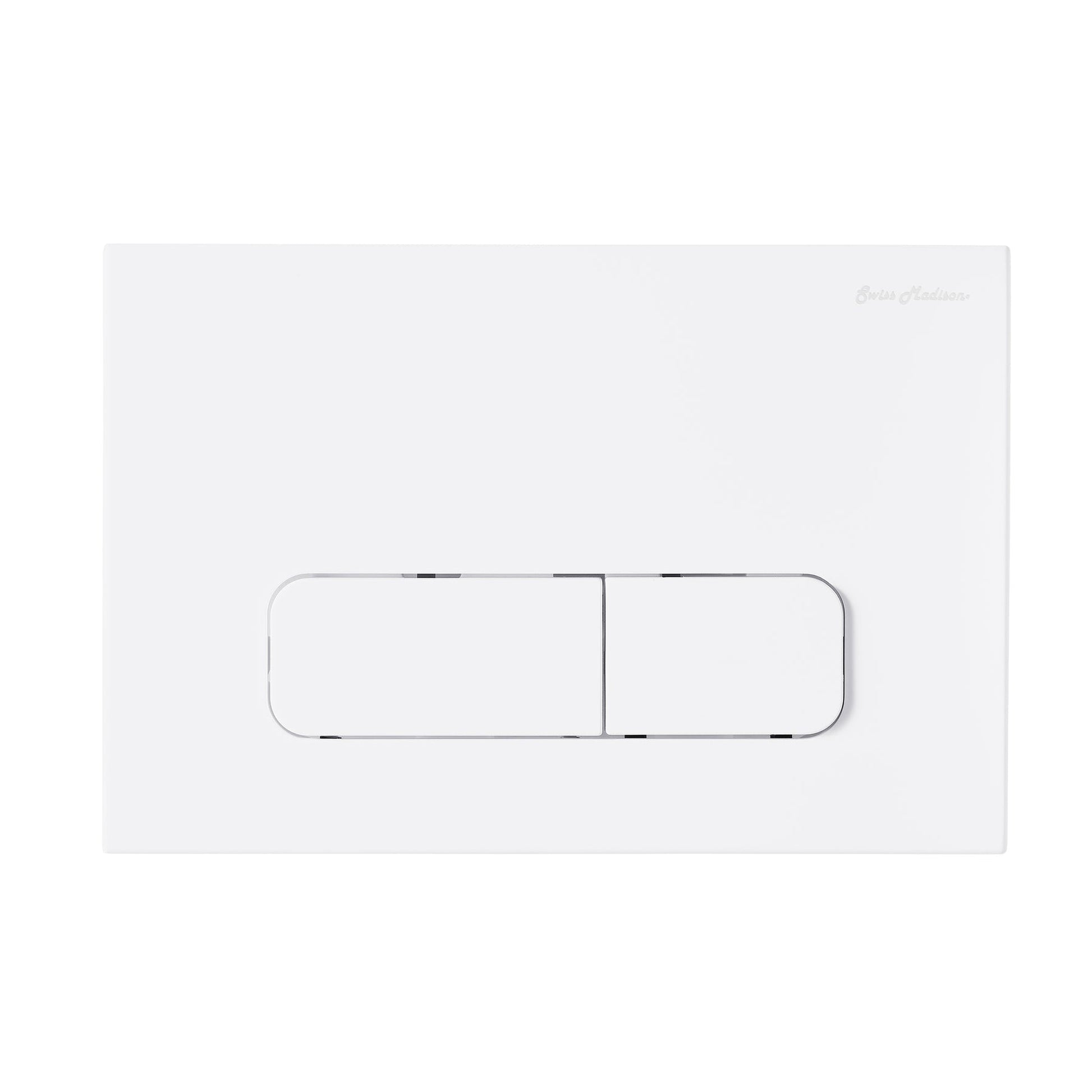 Swiss Madison 10" Matte White Wall-Mounted Actuator Flush Push Button Plate With Dual Flush System and Rectangle Buttons