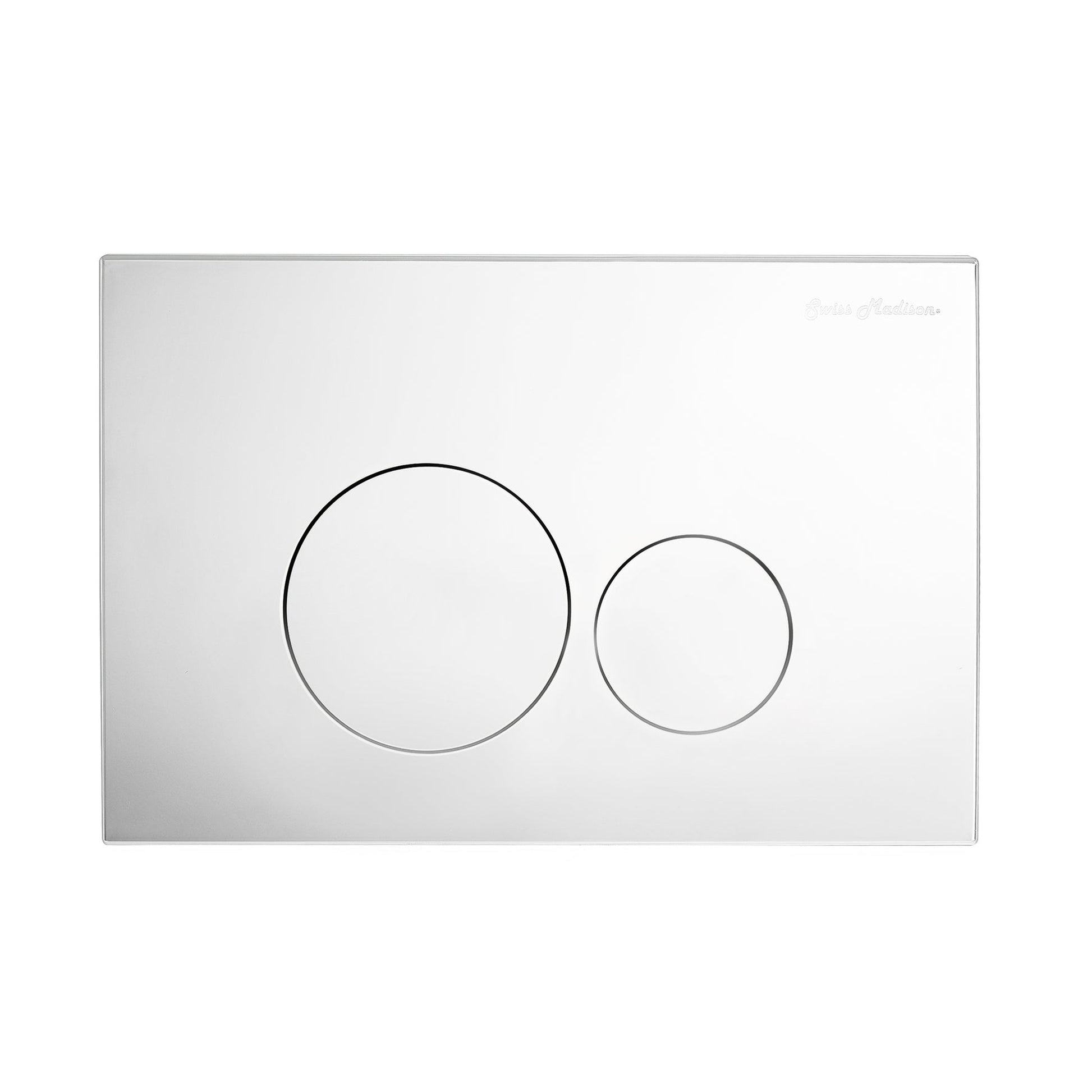 Swiss Madison 10" Polished Chrome Wall-Mounted Actuator Flush Push Button Plate With Dual Flush System and Round Buttons