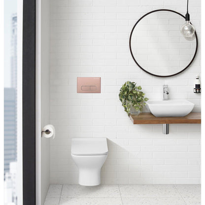 Swiss Madison 10" Rose Gold Wall-Mounted Actuator Flush Push Button Plate With Dual Flush System and Rectangle Buttons