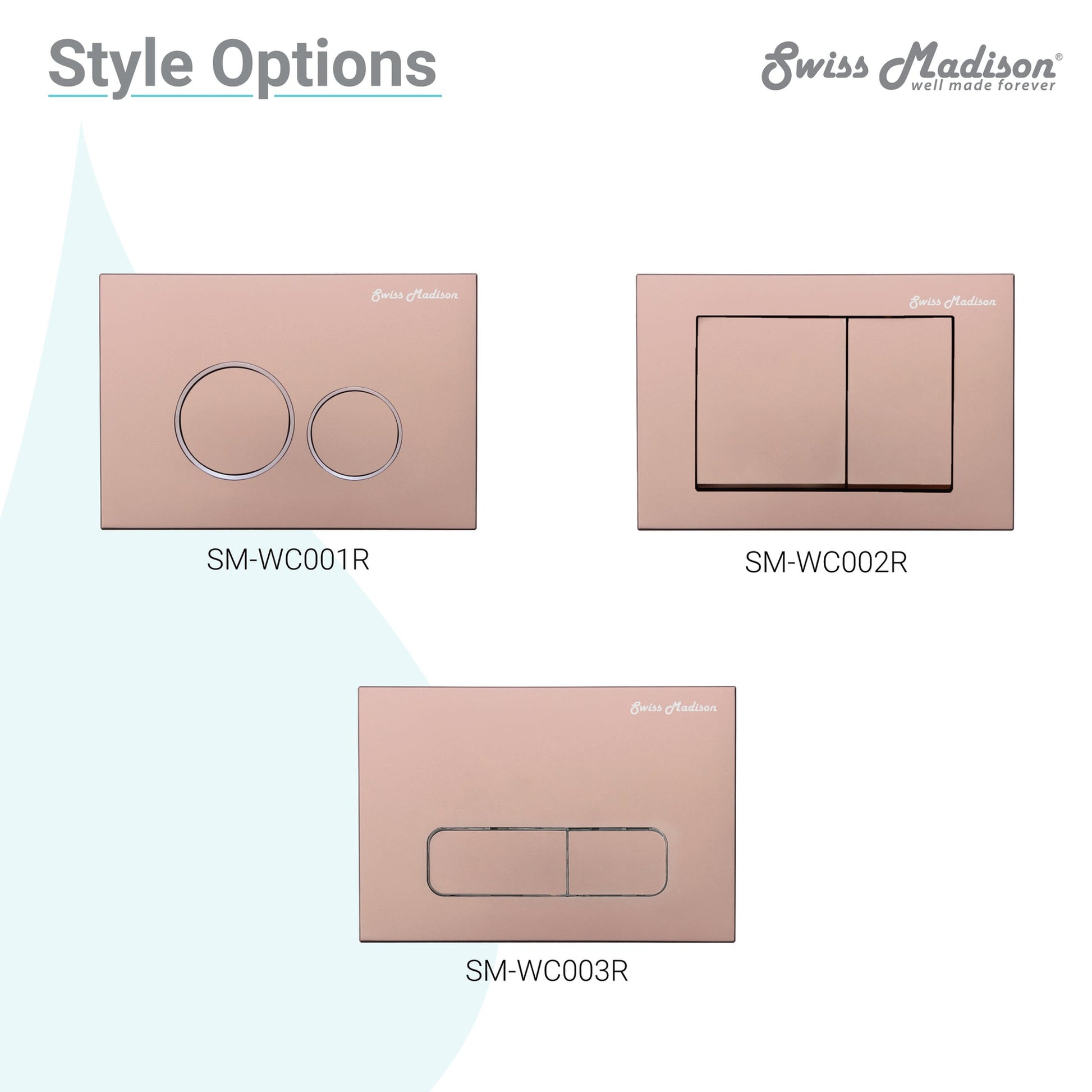 Swiss Madison 10" Rose Gold Wall-Mounted Actuator Flush Push Button Plate With Dual Flush System and Square Buttons