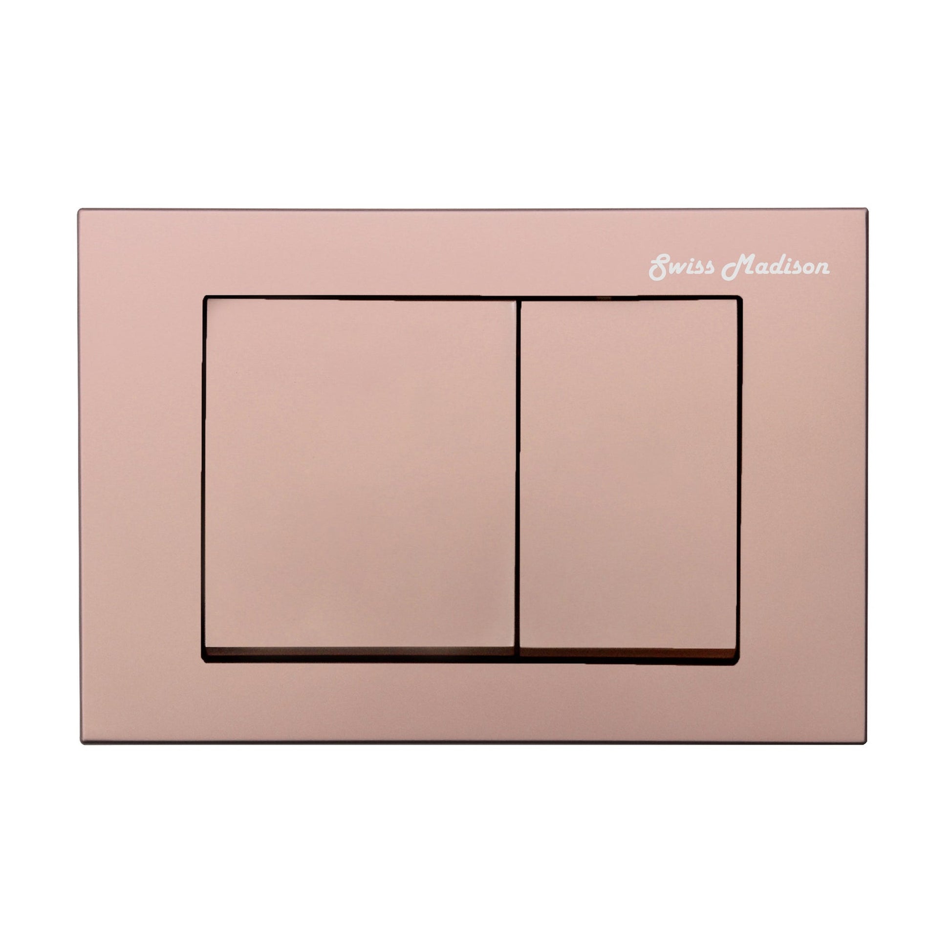 Swiss Madison 10" Rose Gold Wall-Mounted Actuator Flush Push Button Plate With Dual Flush System and Square Buttons