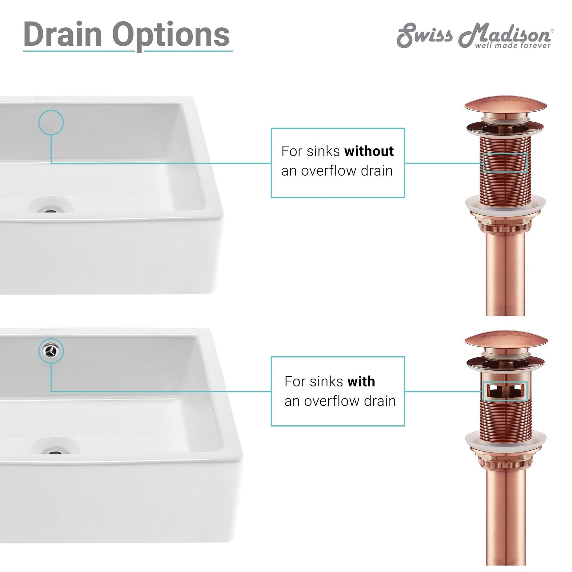 Swiss Madison 1.75" Residential Rose Gold Pop-Up Drain