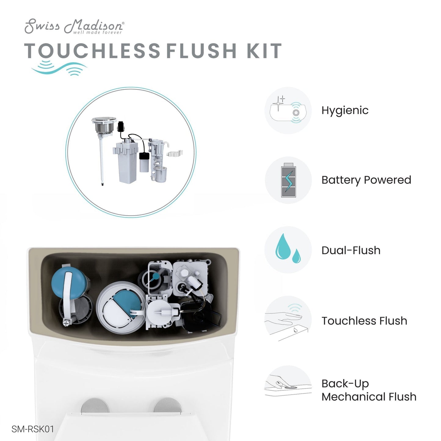 Swiss Madison 7" Chrome Touchless Flush Retrofit Kit