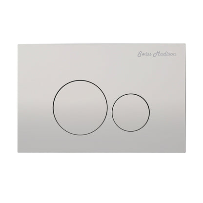 Swiss Madison 9" Matte Chrome Wall-Mounted Actuator Flush Push Button Plate With Dual Flush System and Round Buttons