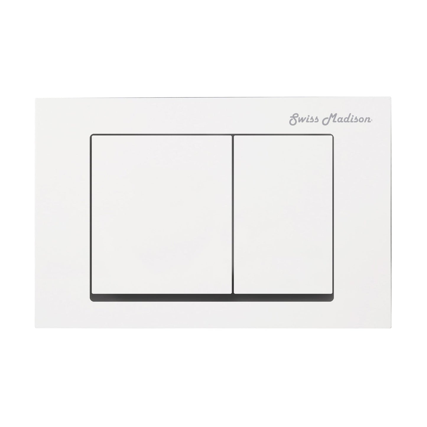 Swiss Madison 9" White Wall-Mounted Actuator Flush Push Button Plate With Dual Flush System and Square Buttons