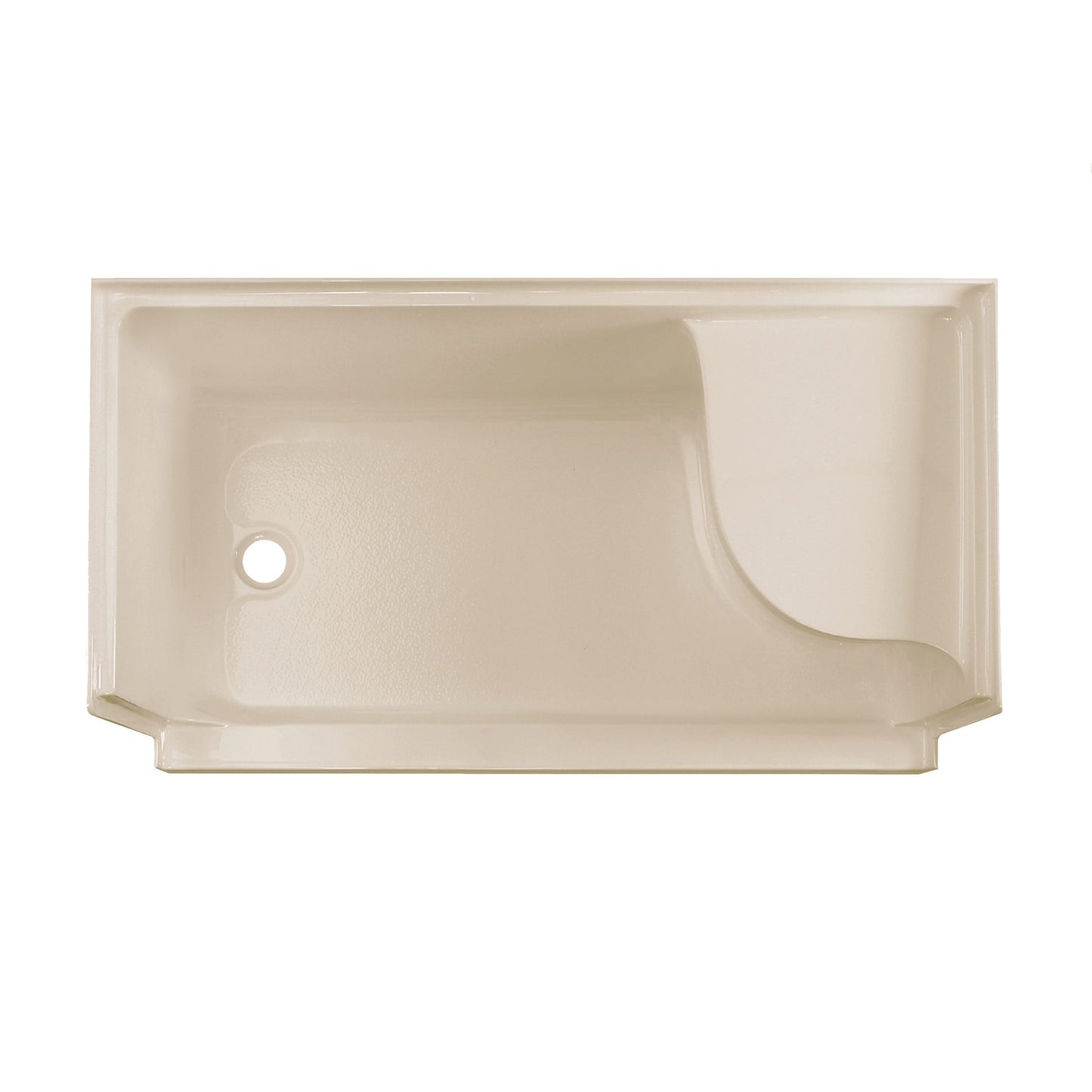 Swiss Madison Aquatique 60" x 32" Three-Wall Alcove Biscuit Left-Hand Drain Seated Shower Base With Built-In Integral Flange and Integrated Seat
