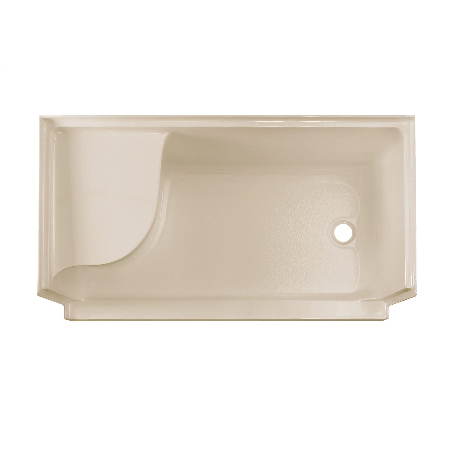 Swiss Madison Aquatique 60" x 32" Three-Wall Alcove Biscuit Right-Hand Drain Seated Shower Base With Built-In Integral Flange and Integrated Seat