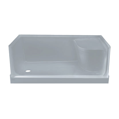 Swiss Madison Aquatique 60" x 32" Three-Wall Alcove Gray Left-Hand Drain Seated Shower Base With Built-In Integral Flange and Integrated Seat