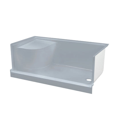 Swiss Madison Aquatique 60" x 32" Three-Wall Alcove Gray Right-Hand Drain Seated Shower Base With Built-In Integral Flange and Integrated Seat