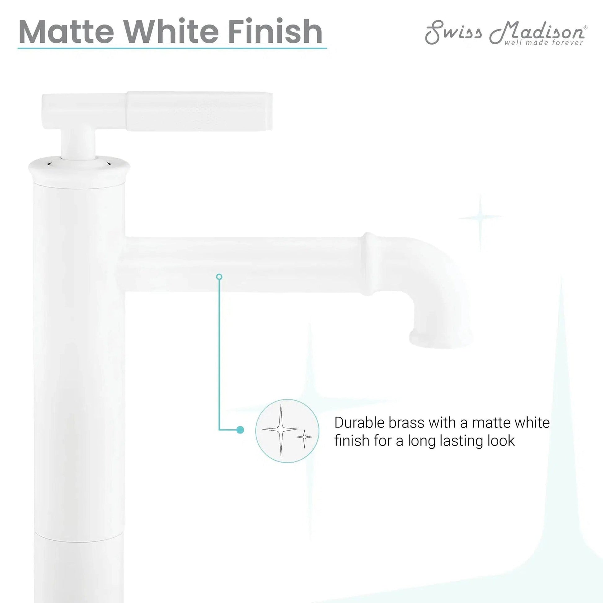 Swiss Madison Avallon 11" Single-Handle Matte White Bathroom Faucet With 1.2 GPM Flow Rate