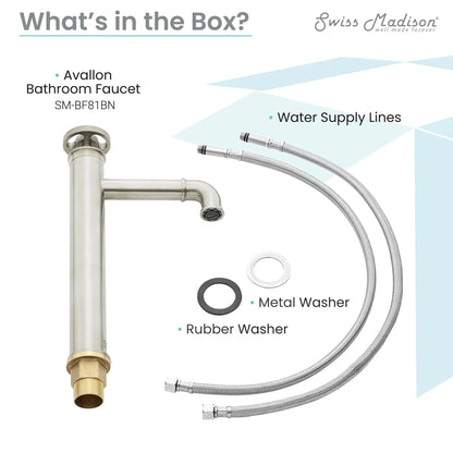 Swiss Madison Avallon 12" Single-Handle Brushed Nickel Bathroom Faucet With 1.2 GPM Flow Rate