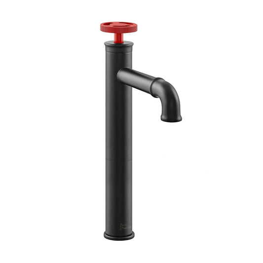 Swiss Madison Avallon 12" Single Red Handle Matte Black Bathroom Faucet With 1.2 GPM Flow Rate