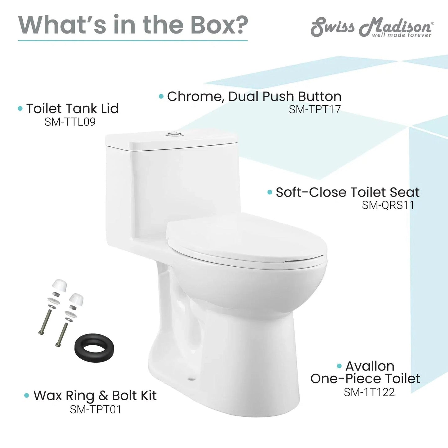 Swiss Madison Avallon 16" x 28" One-Piece White Elongated Floor-Mounted Toilet With 1.1/1.6 GPF