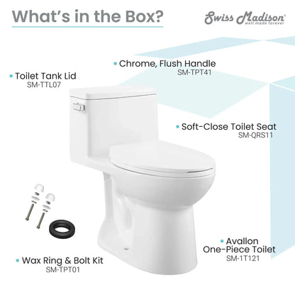 Swiss Madison Avallon 16" x 28" One-Piece White Elongated Floor-Mounted Toilet With 1.28 GPF