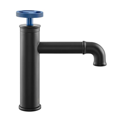 Swiss Madison Avallon 7" Single Blue Handle Matte Black Bathroom Faucet With 1.2 GPM Flow Rate
