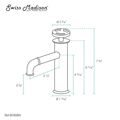 Swiss Madison Avallon 7" Single-Handle Brushed Nickel Bathroom Faucet With 1.2 GPM Flow Rate