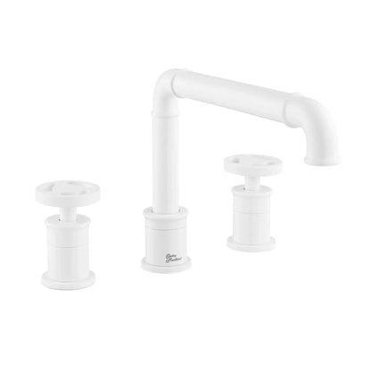 Swiss Madison Avallon 8" Matte White Double-Handle Bathroom Faucet With Wheel Handle and 1.2 GPM Flow Rate
