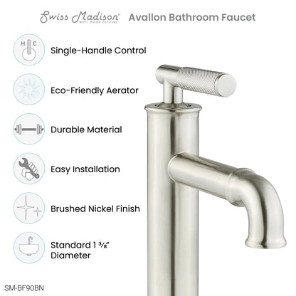 Swiss Madison Avallon 8" Single-Handle Brushed Nickel Bathroom Faucet With 1.2 GPM Flow Rate