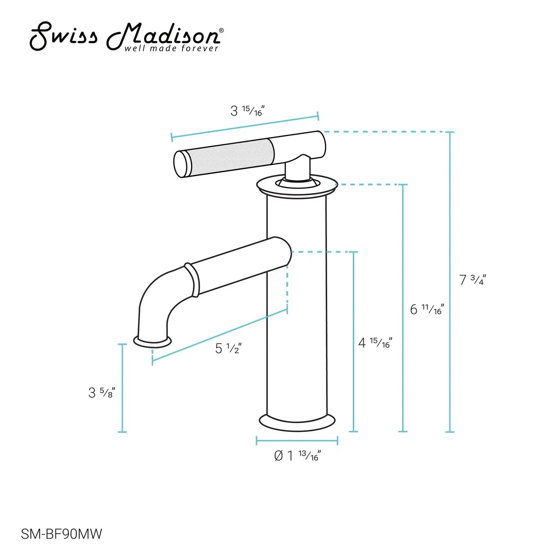 Swiss Madison Avallon 8" Single-Handle Matte White Bathroom Faucet With 1.2 GPM Flow Rate