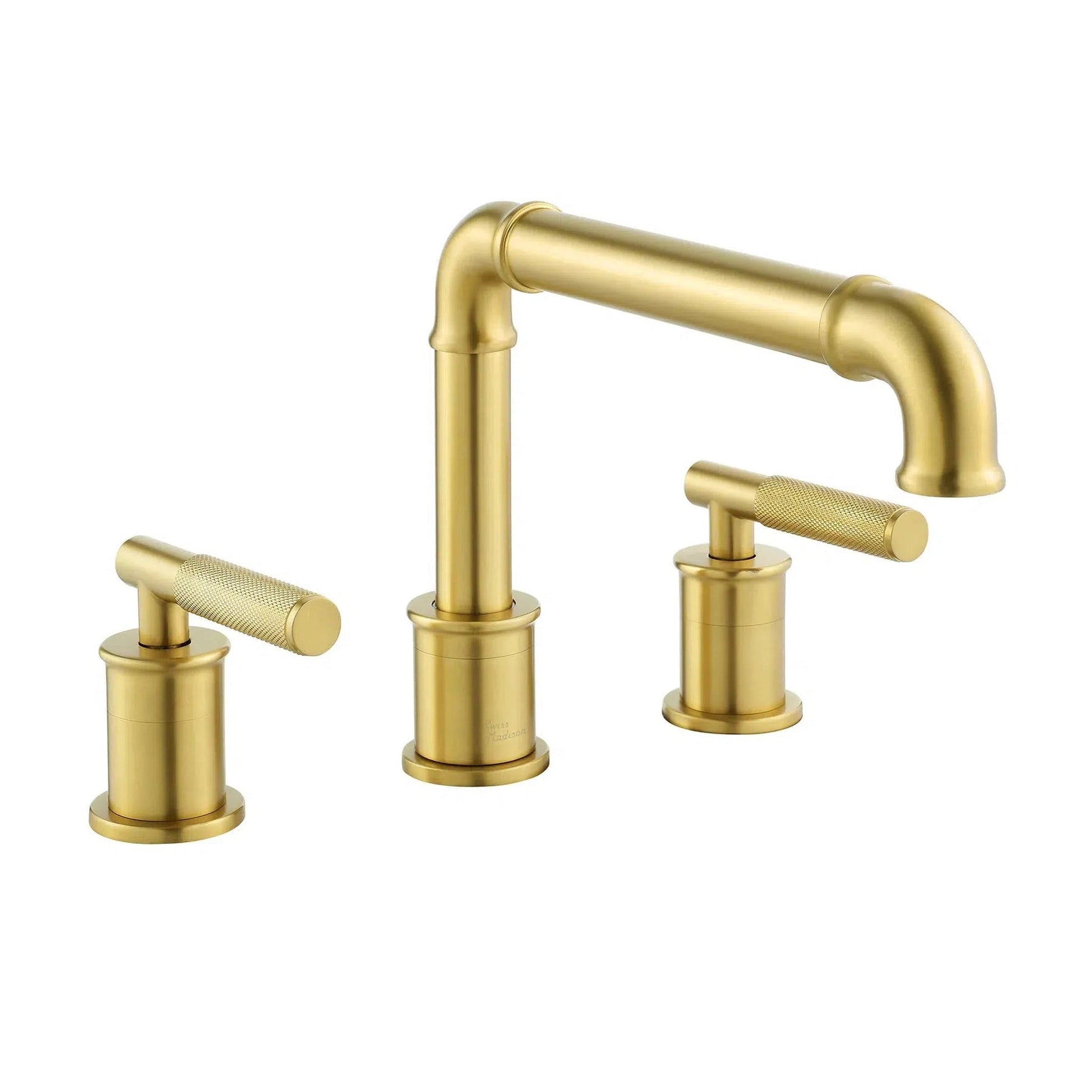 Swiss Madison Avallon 8" Widespread Brushed Gold With Grip Handle and 1.2 GPM Flow Rate