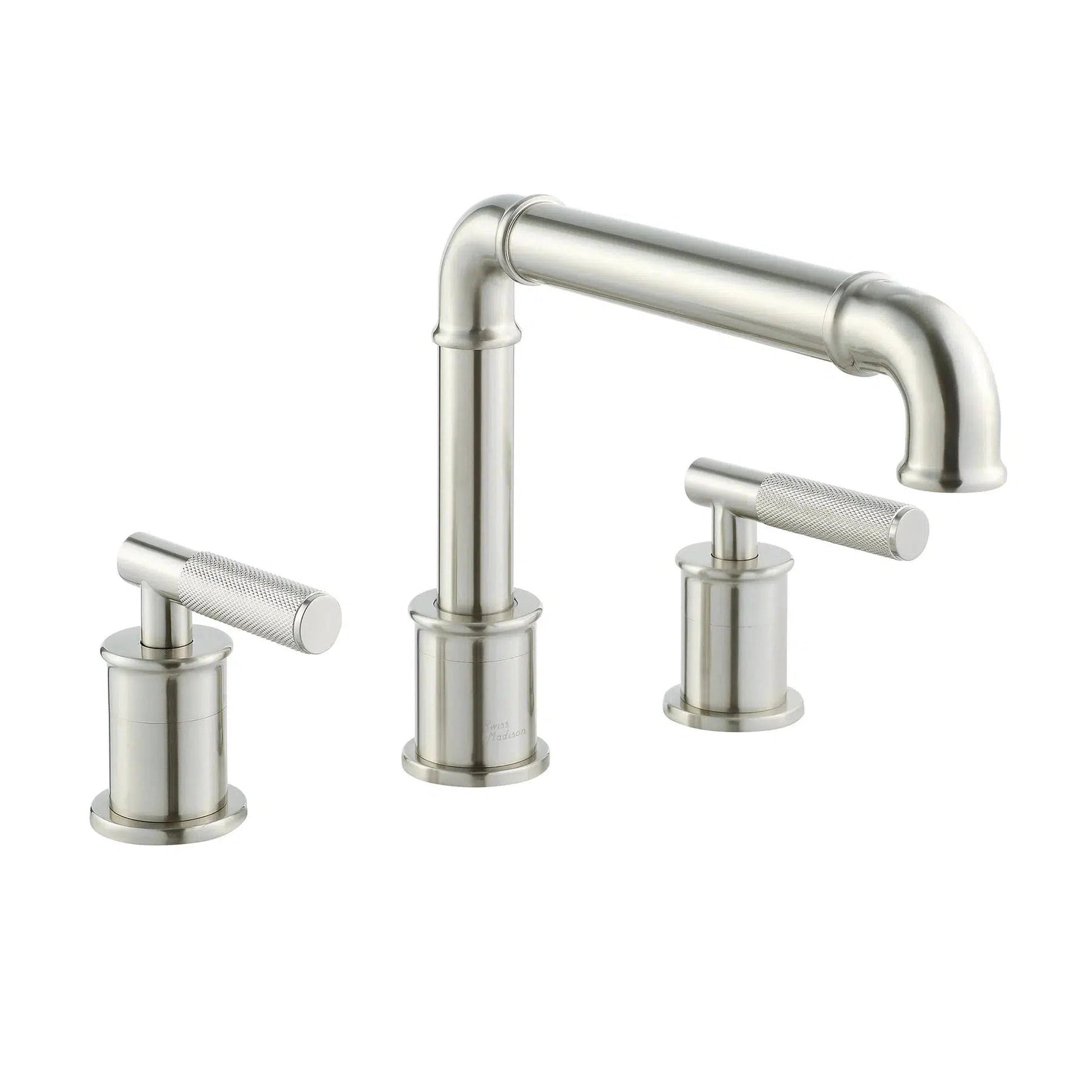 Swiss Madison Avallon 8" Widespread Brushed Nickel With Grip Handle and 1.2 GPM Flow Rate
