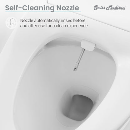 Swiss Madison Avancer 15" x 29" One-Piece White Elongated Floor-Mounted Toilet With 0.95/1.6 GPF Touchless Dual Flush and Cascade Smart Seat Bidet