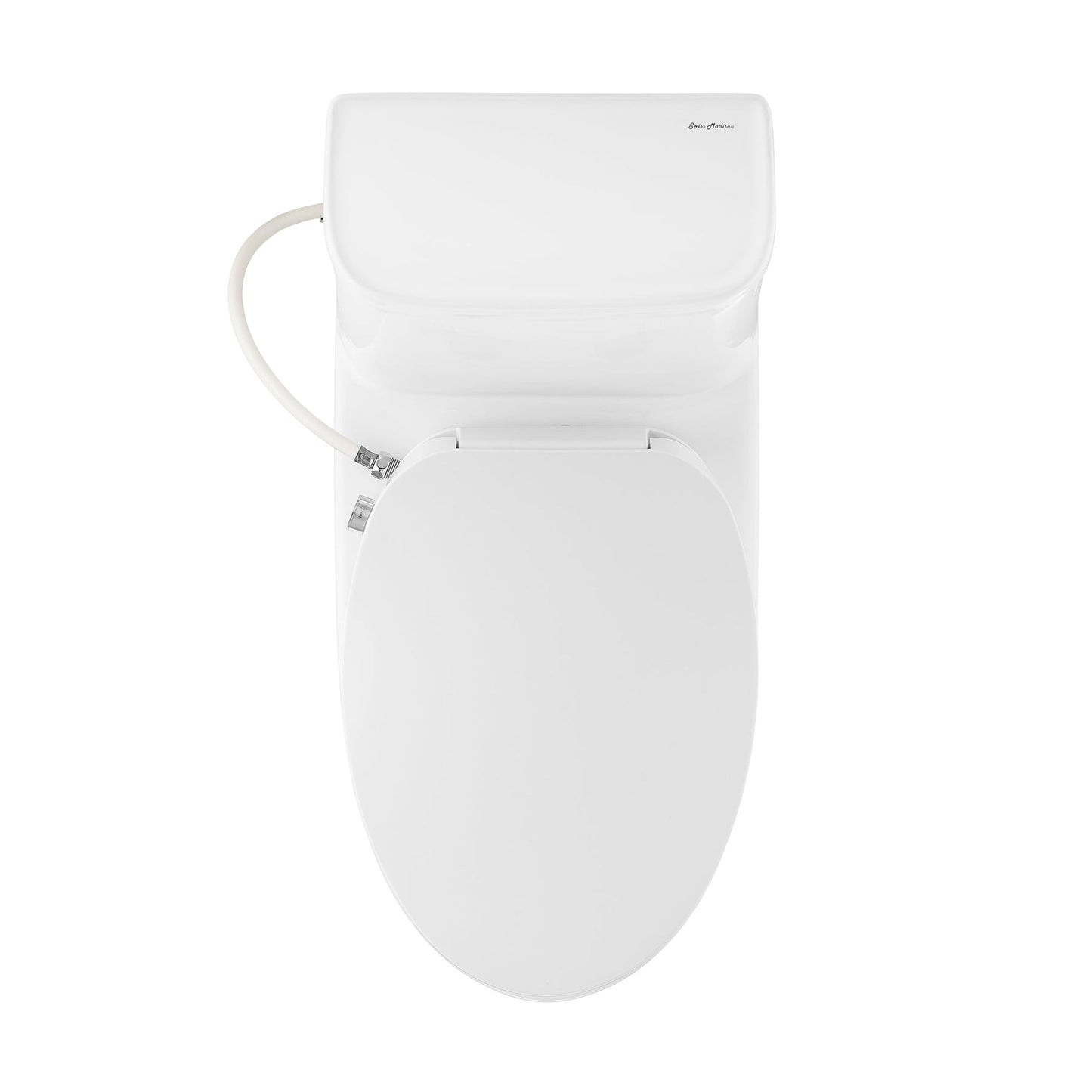 Swiss Madison Avancer 15" x 29" One-Piece White Elongated Floor-Mounted Toilet With 0.95/1.6 GPF Touchless Dual Flush and Cascade Smart Seat Bidet