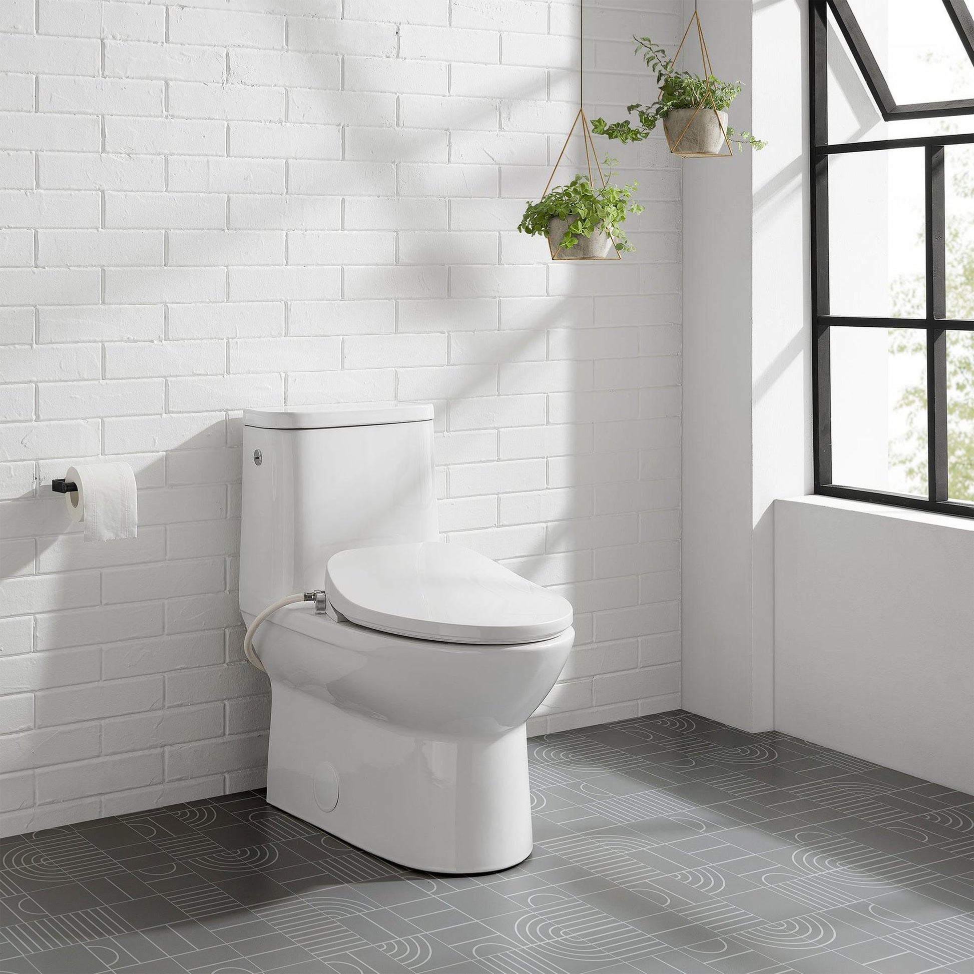 Swiss Madison Avancer 15" x 29" One-Piece White Elongated Floor-Mounted Toilet With 0.95/1.6 GPF Touchless Dual Flush and Cascade Smart Seat Bidet