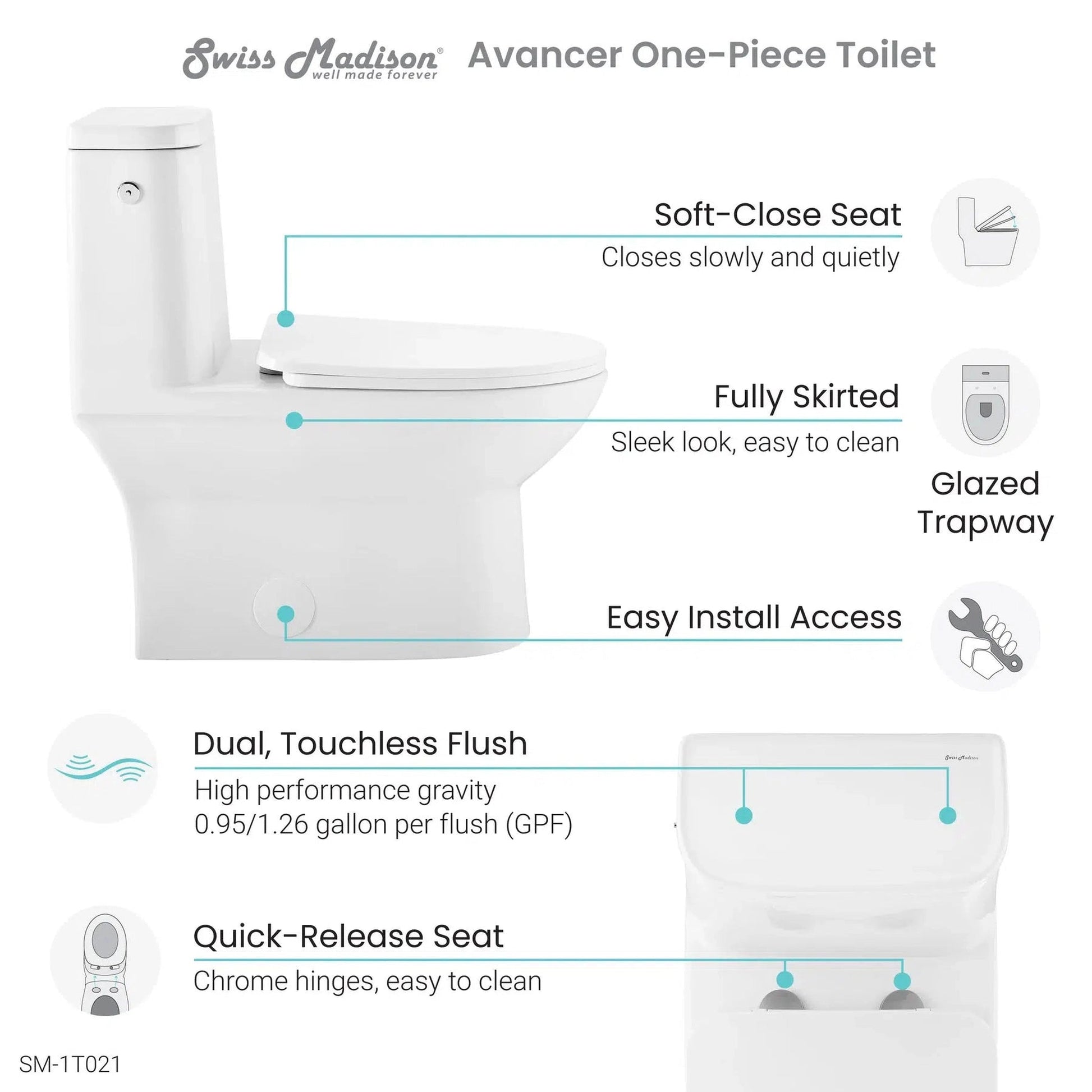 Swiss Madison ﻿﻿﻿Avancer Intelligent Tankless Elongated Toilet and