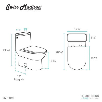 Swiss Madison Avancer 15" x 31" One-Piece White Elongated Floor-Mounted Toilet With Built-In 0.95/1.26 GPH Touchless Dual-Flush