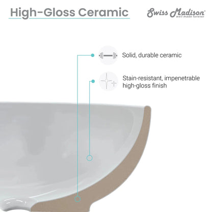 Swiss Madison Bastille 23" x 15" White Irregular Ceramic Vessel Bathroom Sink