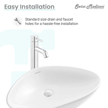 Swiss Madison Bastille 23" x 15" White Irregular Ceramic Vessel Bathroom Sink