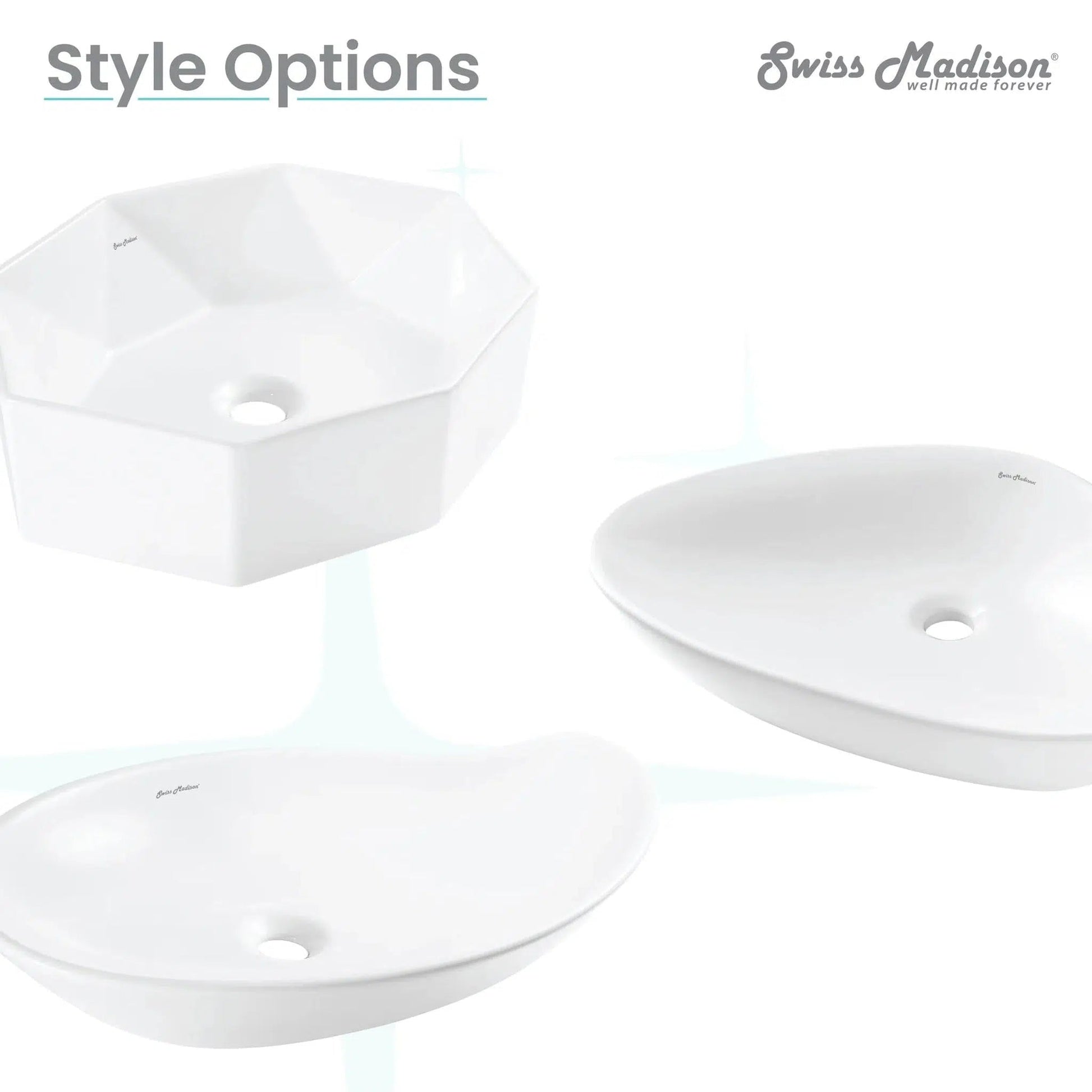 Swiss Madison Bastille 23" x 15" White Irregular Ceramic Vessel Bathroom Sink