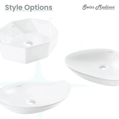 Swiss Madison Bastille 23" x 15" White Irregular Ceramic Vessel Bathroom Sink