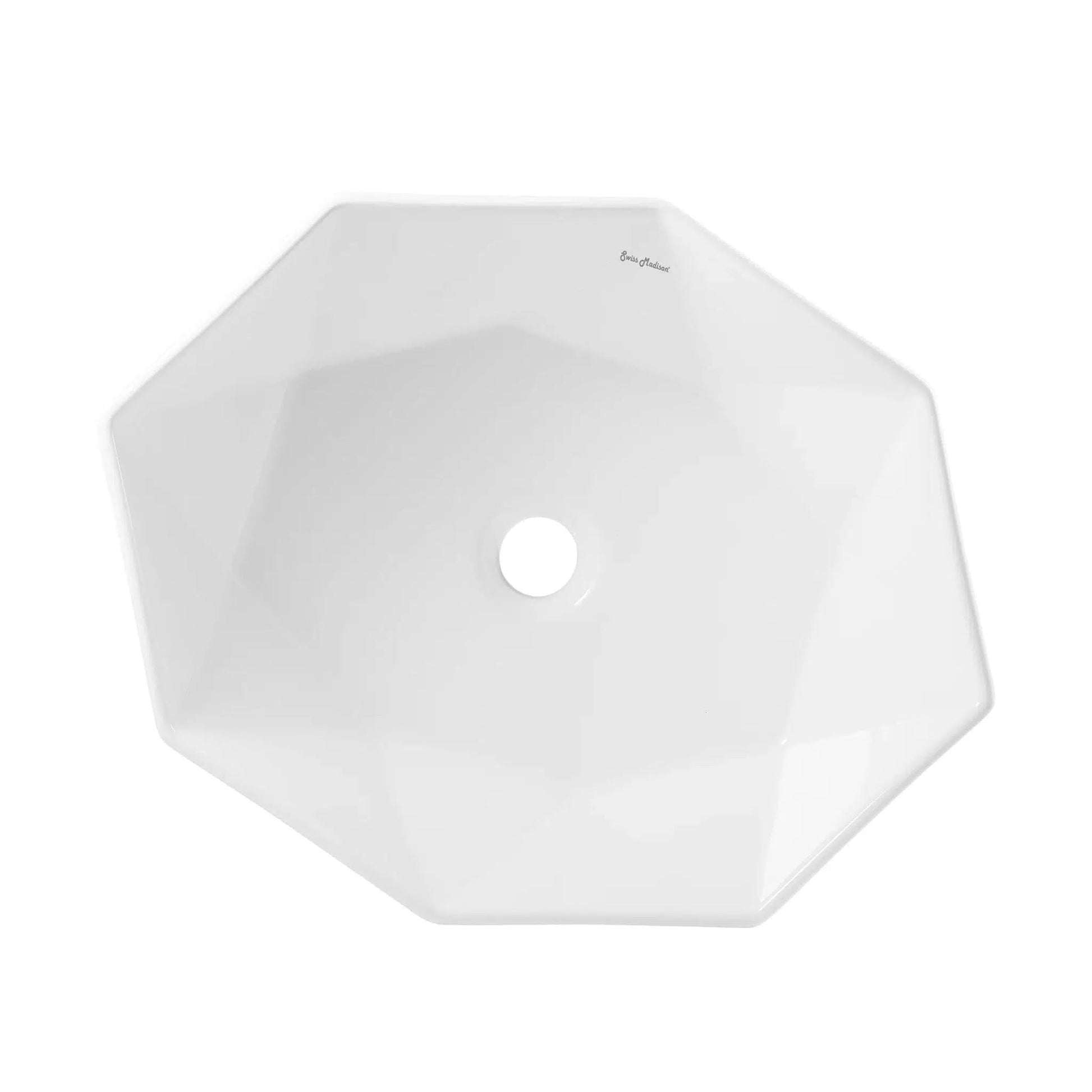 Swiss Madison Brusque 19" x 16" White Octagon Ceramic Vessel Bathroom Sink