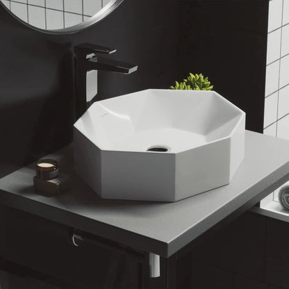Swiss Madison Brusque 19" x 16" White Octagon Ceramic Vessel Bathroom Sink