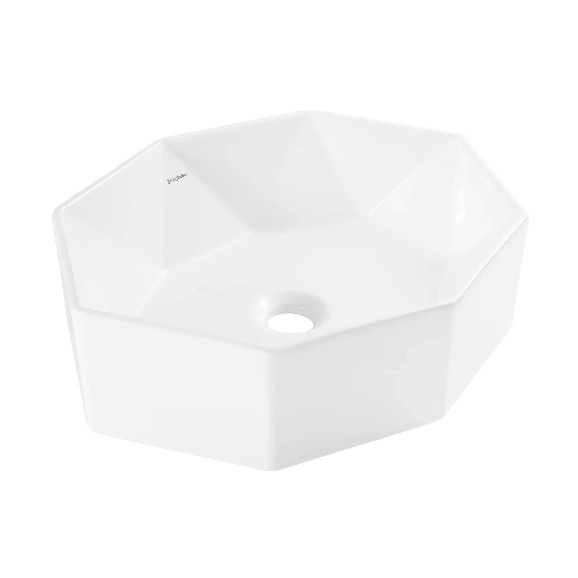 Swiss Madison Brusque 19" x 16" White Octagon Ceramic Vessel Bathroom Sink