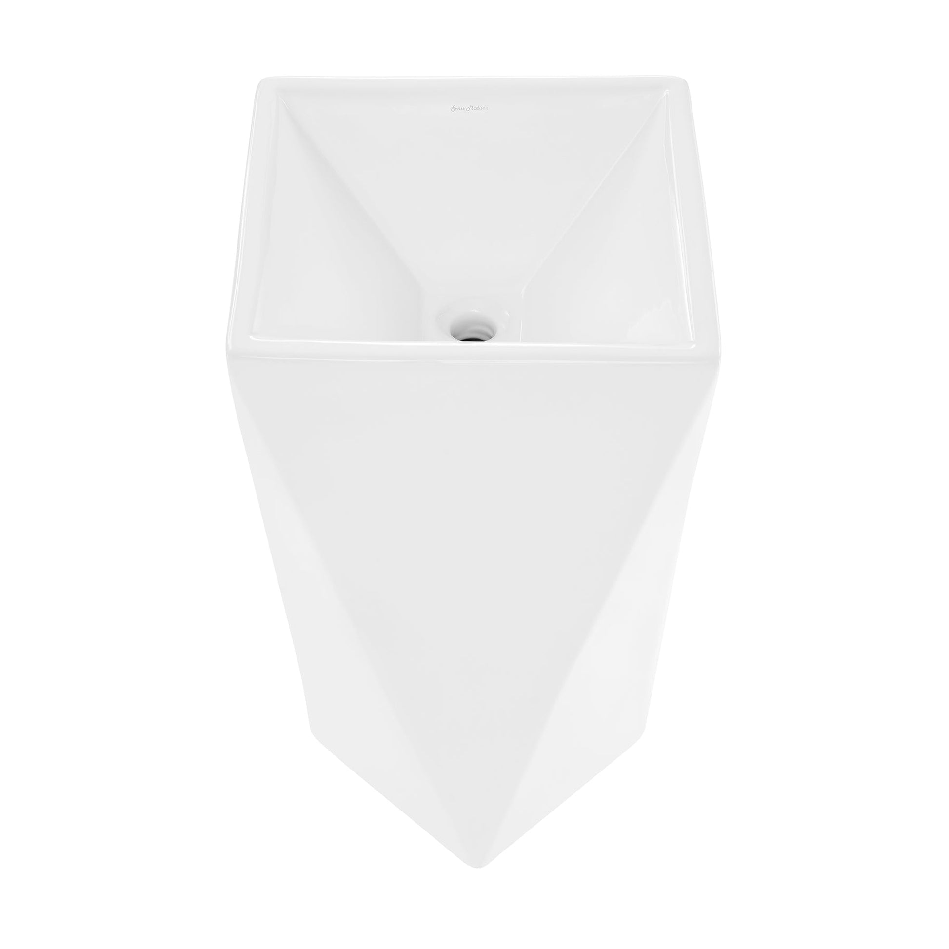 Swiss Madison Brusque 19" x 33" Freestanding One-Piece Squared White Pedestal Sink With Overflow