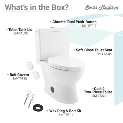 Swiss Madison Caché 16" x 30" Two-Piece White Elongated Floor-Mounted Toilet With 1.1/1.6 GPF