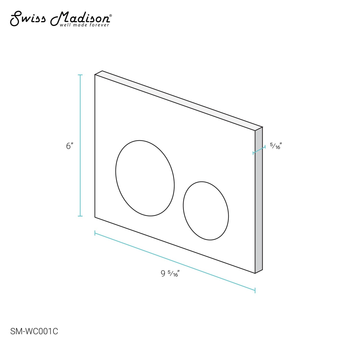 Swiss Madison Calice 14" x 13" Glossy White Round Wall-Hung Toilet Bundle With In-Wall Carrier Tank and 0.8/1.6 GPF Dual-Flush Large Wall Actuator Plate