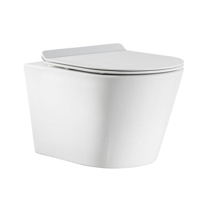 Swiss Madison Calice 14" x 13" Glossy White Round Wall-Hung Toilet Bundle With In-Wall Carrier Tank and 0.8/1.6 GPF Dual-Flush Large Wall Actuator Plate