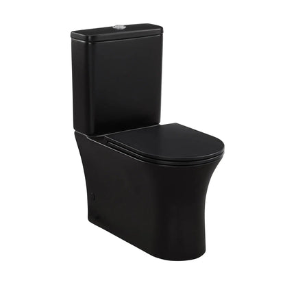 Swiss Madison Calice 15" x 33" Two-Piece Matte Black Elongated Floor-Mounted Toilet With Rear Outlet and 0.8/1.28 GPF