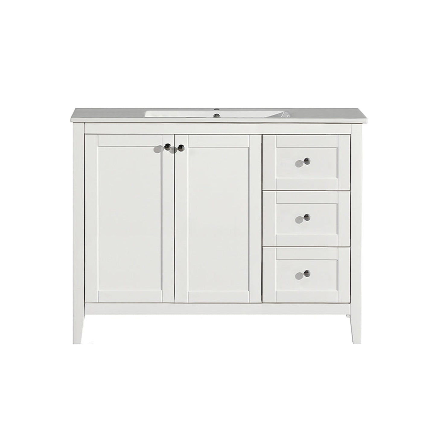 Swiss Madison Cannes 48" x 36" Freestanding Glossy White Bathroom Vanity With Ceramic Single Sink and Chrome Hardware