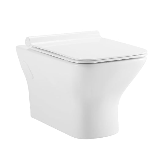 Swiss Madison Carré 14" x 15" White Elongated Square Wall-Hung Toilet Bowl